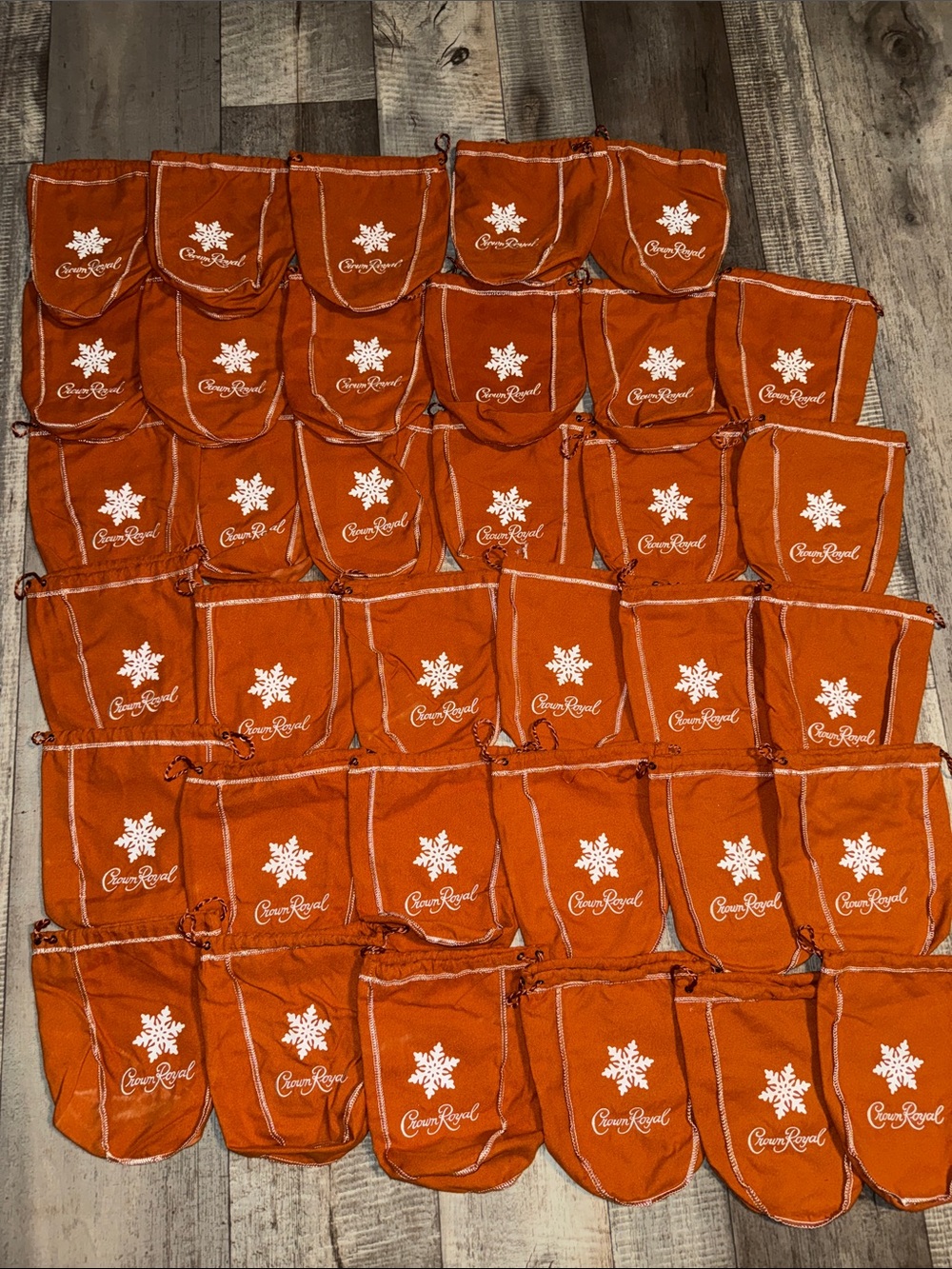 Crown Royal brown Drawstring Pouches -medium size (appx)9x7.5- Set of 35